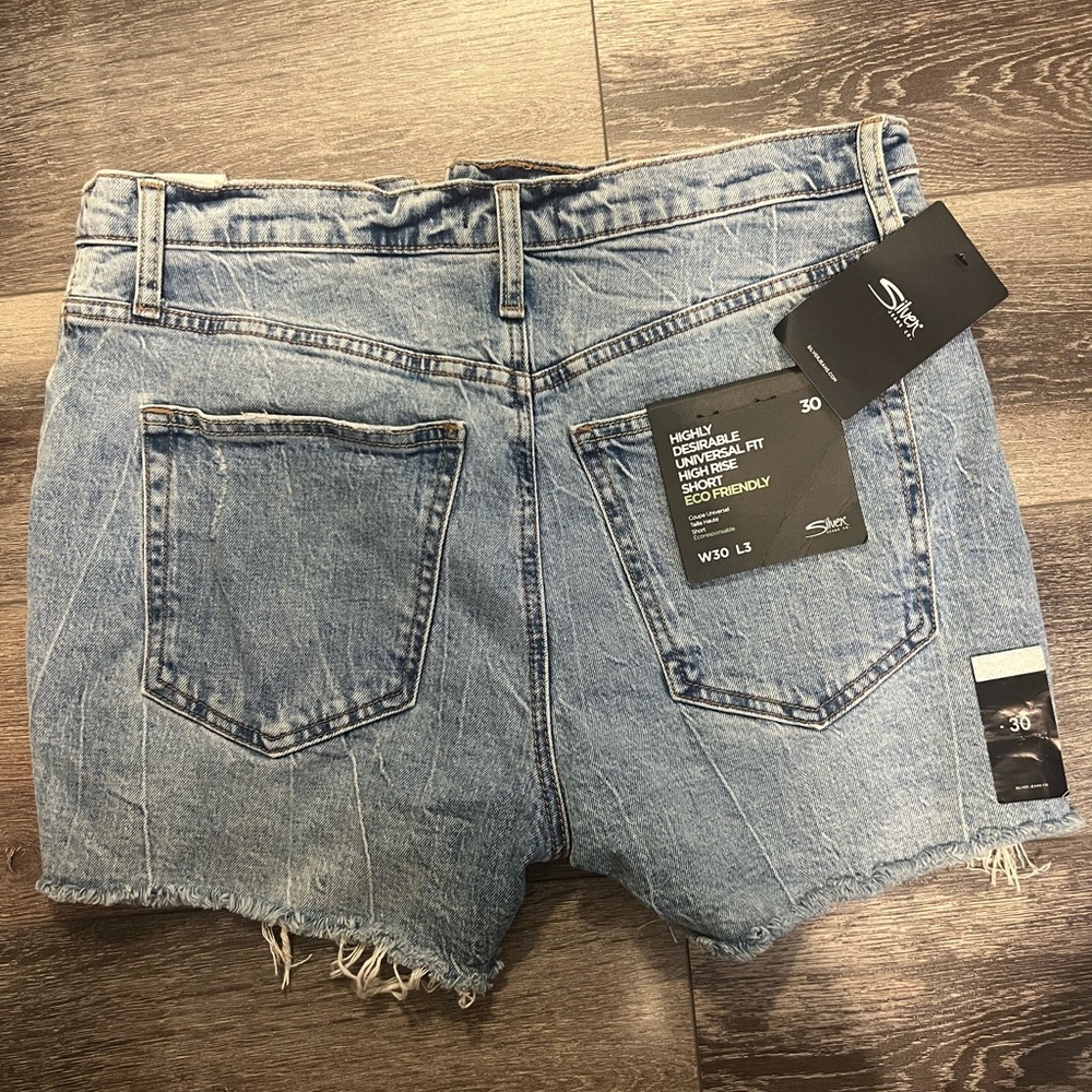 Silver Jeans Women's Distressed Light Blue Jean Shorts - Picture 2 of 3